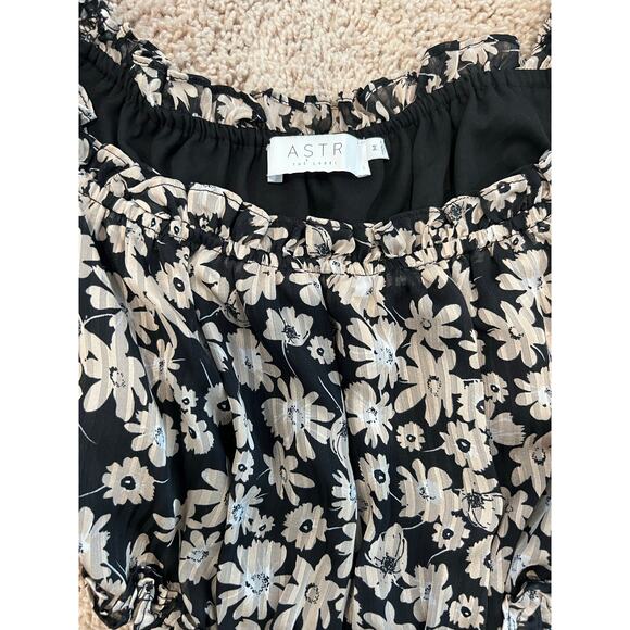 ASTR the Label Off Shoulder Sexy Cutout Ruffle Daisy Floral Mini Dress Lined Med - Picture 2 of 7